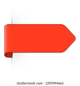 Vector long curved red bookmark arrow with shadow and copy space