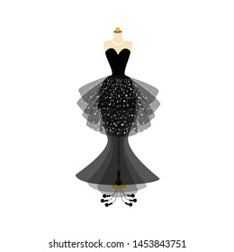 Vector of long dress on mannequin. Illustration on white background. Vector fashion illustration. Elegance party dress.