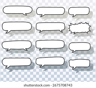 Vector Long Horizontal Speech Bubbles For Comics And Chat Design