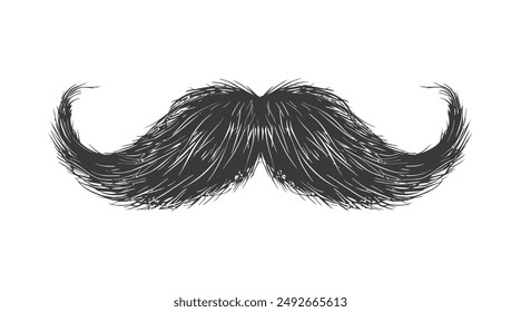 vector long mustache shape illustration, Mustache silhouette in black