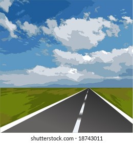 Vector: the long road. Layered per color for easier editing.