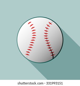 Vector Long Shadow Flat Baseball Ball