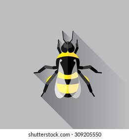 Vector Long Shadow Flat Bumble Bee