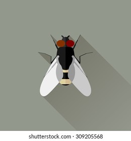 Vector Long Shadow Flat Fly