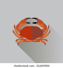Vector Long Shadow Flat Red Crab