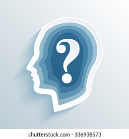 vector long shadow flat silhouette head with question mark