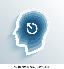 vector long shadow flat silhouette head with power
