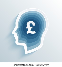 vector long shadow flat silhouette head with pound sign