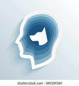 vector long shadow flat silhouette head with dog head
