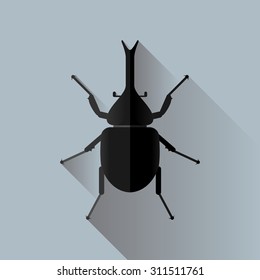 Vector Long Shadow Rhinoceros Beetle 
