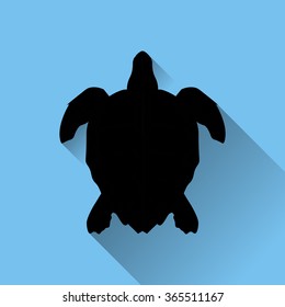 vector long shadow silhouette sea turtle