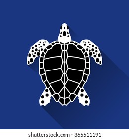 vector long shadow silhouette sea turtle