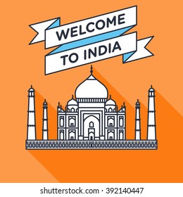 vector long shadow welcome to india poster