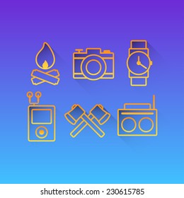 Vector long shadows icons set