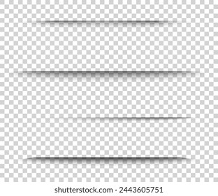 Vector long shadows isolated. Set of shadow effects on a transparent background. Collection of vector drop shadows of wall and floor. You can use them in your illustrations.