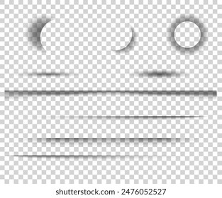 Vector long shadows isolated. Set of shadow effects on a transparent background. Collection of vector drop shadows of wall and floor. You can use them in your illustrations.	