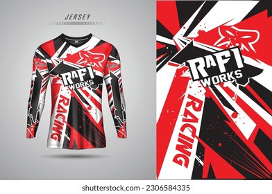  vector long sleeve shirt template, racing jersey design, soccer jersey