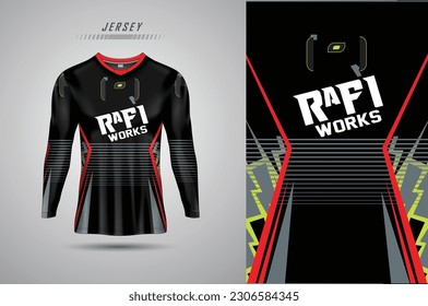  vector long sleeve shirt template, racing jersey design, soccer jersey