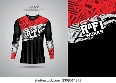 Vector  long sleeve t-shirt template, racing jersey design, soccer jersey