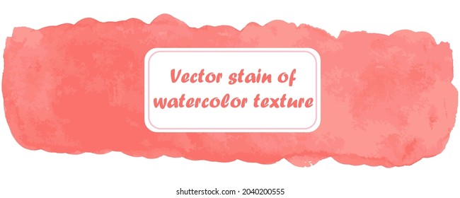 Vector long stain watercolor texture in coral shade for design and background and watermark