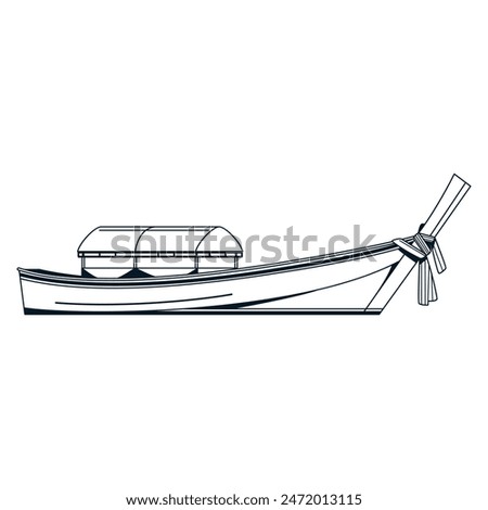 Vector Long Tail Boat Cartoon Illustration Isolated