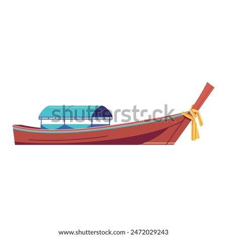 Vector Long Tail Boat Cartoon Illustration Isolated