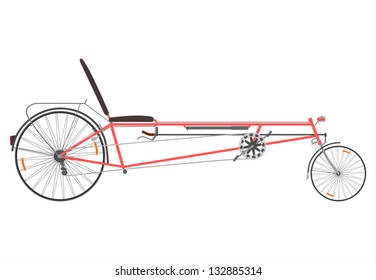 Vector. Long Wheelbase Recumbent Bike On A White Background.