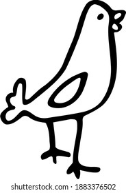 Vector long-legged bird. Doodle hand-drawn in cartoon style.