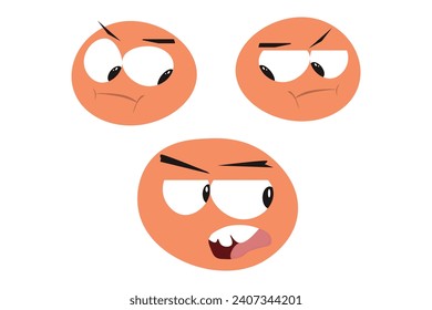 vector of looking angry facial expression set. eps 10.