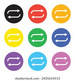 vector loop icon button in multiple colours collection for media music player