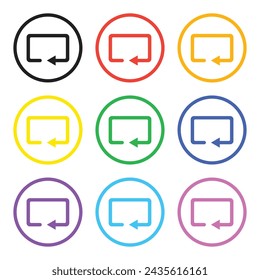 vector loop icon button in multiple colours collection for media music player