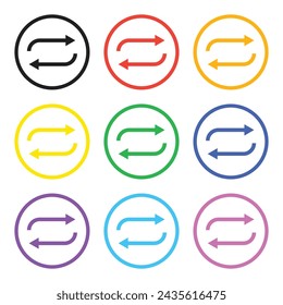 vector loop icon button in multiple colours collection for media music player