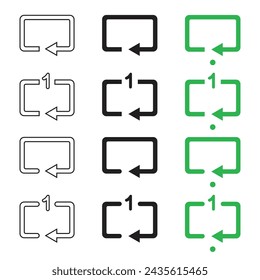 vector loop and single loop icons in three styles for media music player