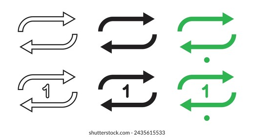 vector loop and single loop icons in three styles for media music player