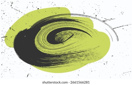 Carrera de cepillo en bucle de Vector . Trazo de pincel seco curvado . Elemento de diseño texturizado Grunge Distress . Pincelada pintada negra y verde . Usado como Anuncio, Plantilla.eps8