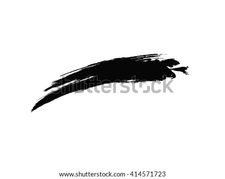 Vector Looped Brush Stroke . Curved Dry Brush Stroke . Grunge Distress Textured Design Element . Black Painted Brush Stroke . Used As Banner , Template , Logo 