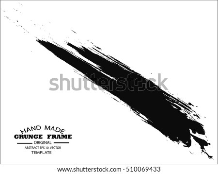 Vector Looped Brush Stroke . Curved Dry Brush Stroke . Grunge Distress Textured Design Element . Black Painted Brush Stroke . Used As Banner , Template , Logo