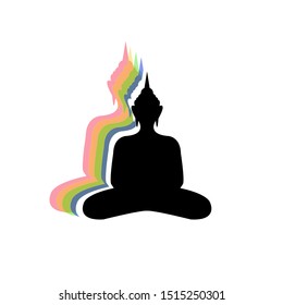Vector of Lord Buddha silhouette in Circle and white background