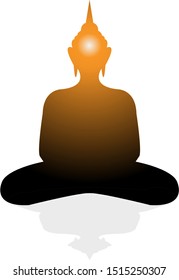 Vector of Lord Buddha silhouette  in white background with shadow