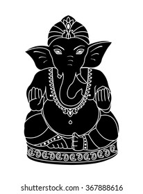 Vector Lord Ganesha. Black Ganesh isolated on a white background.
