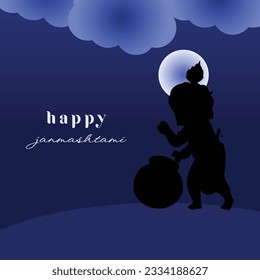 Vector lord krishna happy janmashtami festival background of india