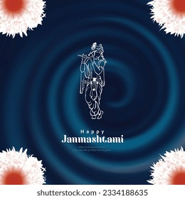 Vector lord krishna feliz janmashtami festival fondo india