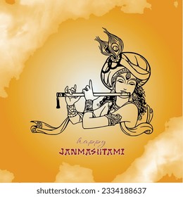 Vector lord krishna feliz janmashtami festival fondo india