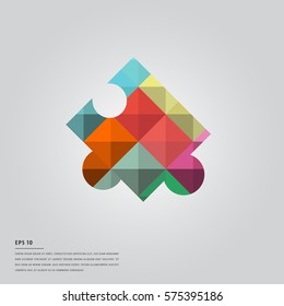 Vector of lorem ipsum text and colorful jigsaw puzzle piece