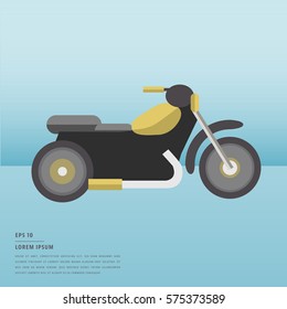 Vector of lorem ipsum text and motorcycle on blue background