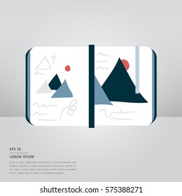 Vector of lorem ipsum text and photo gallery icon on white background