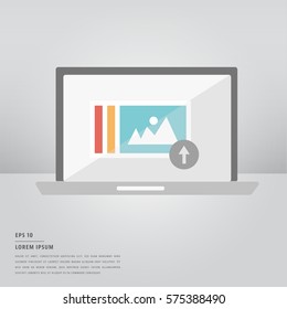 Vector of lorem ipsum text and photo gallery on white background