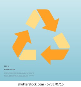 Vector of lorem ipsum text and recycle bin symbol on blue background