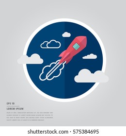 Vector of lorem ipsum text and rocket on white background