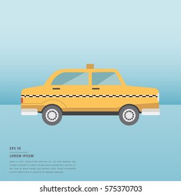 Vector of lorem ipsum text and taxi on blue background